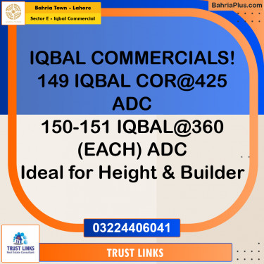 5 Marla Commercial Plot for Sale in Sector E - Iqbal Commercial -  Bahria Town, Lahore - (BP-305474)