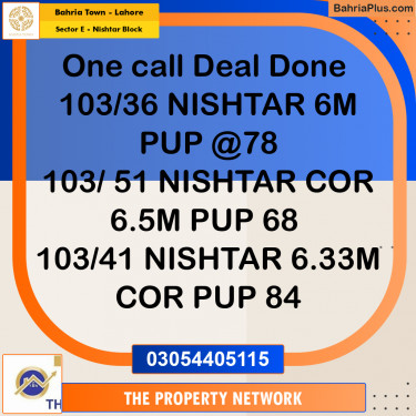 Residential Plot for Sale in Sector E - Nishtar Block -  Bahria Town, Lahore - (BP-305493)