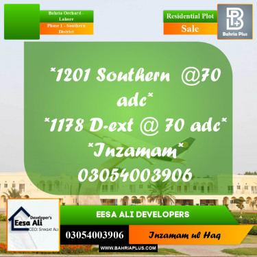Residential Plot for Sale in Phase 1 - Southern District -  Bahria Orchard, Lahore - (BP-305499)