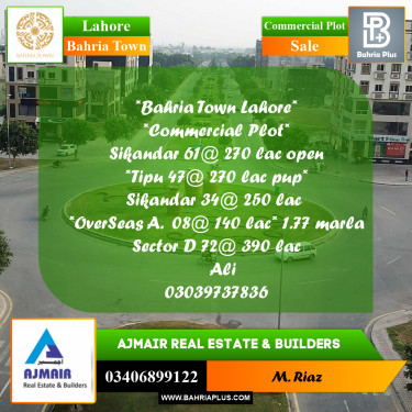 5 Marla Commercial Plot for Sale in Bahria Town, Lahore - (BP-305516)