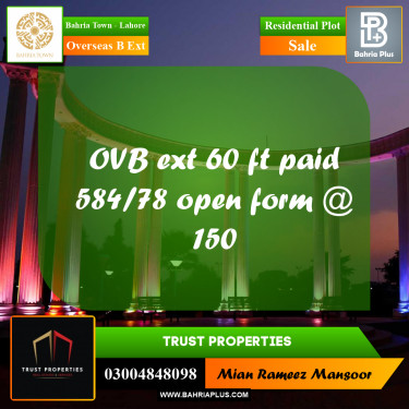 10 Marla Residential Plot for Sale in Overseas B Ext -  Bahria Town, Lahore - (BP-305541)