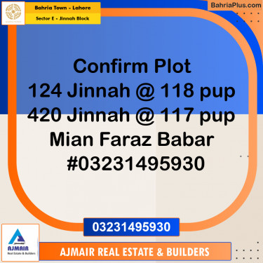 5 Marla Residential Plot for Sale in Sector E - Jinnah Block -  Bahria Town, Lahore - (BP-305570)