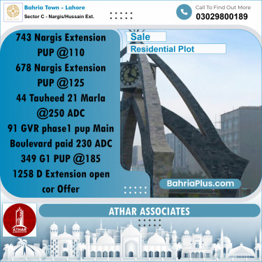 10 Marla Residential Plot for Sale in Sector C - Nargis/Hussain Ext. -  Bahria Town, Lahore - (BP-305573)