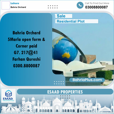 5 Marla Residential Plot for Sale in Bahria Orchard, Lahore - (BP-305748)