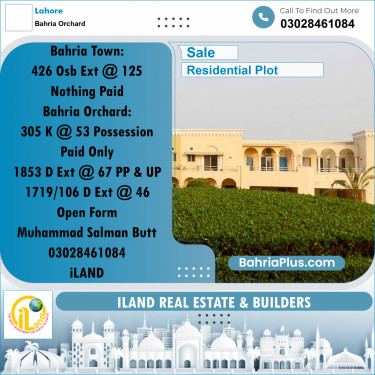 Residential Plot for Sale in Bahria Orchard, Lahore - (BP-305950)