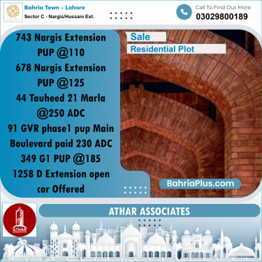 10 Marla Residential Plot for Sale in Sector C - Nargis/Hussain Ext. -  Bahria Town, Lahore - (BP-305959)