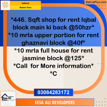 Residential House for Rent in Bahria Town, Lahore - (BP-305999)