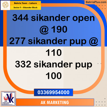 1 Kanal Residential Plot for Sale in Sector F - Sikander Block -  Bahria Town, Lahore - (BP-306000)