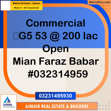 5 Marla Commercial Plot for Sale in Phase 4 - G5 Commercial -  Bahria Orchard, Lahore - (BP-306042)