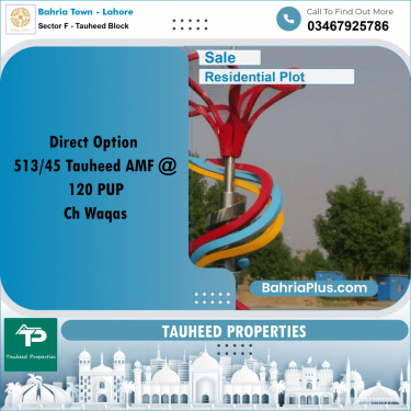 10 Marla Residential Plot for Sale in Sector F - Tauheed Block -  Bahria Town, Lahore - (BP-306055)