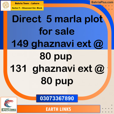 5 Marla Residential Plot for Sale in Sector F - Ghaznavi Ext. Block -  Bahria Town, Lahore - (BP-306063)