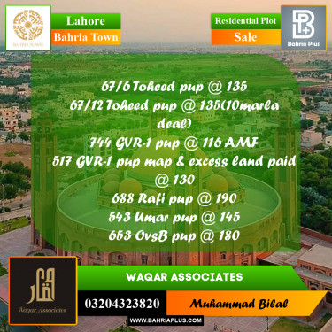 5 Marla Residential Plot for Sale in Bahria Town, Lahore - (BP-306137)