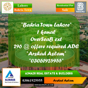 Residential Plot for Sale in Bahria Town, Lahore - (BP-306153)
