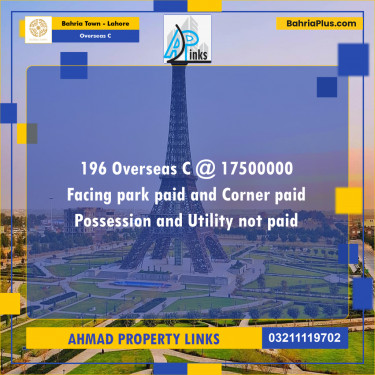 10 Marla Residential Plot for Sale in Overseas C -  Bahria Town, Lahore - (BP-306159)