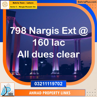 1 Kanal Residential Plot for Sale in Sector C - Nargis/Hussain Ext. -  Bahria Town, Lahore - (BP-306160)