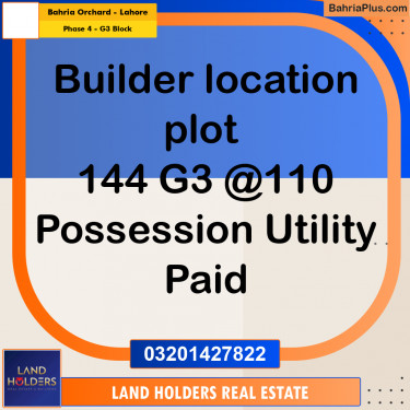 10 Marla Residential Plot for Sale in Phase 4 - G3 Block -  Bahria Orchard, Lahore - (BP-306323)