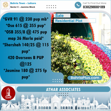 10 Marla Residential Plot for Sale in Sector C - Jasmine Block -  Bahria Town, Lahore - (BP-306472)