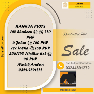 Residential Plot for Sale in Bahria Town, Lahore - (BP-306536)