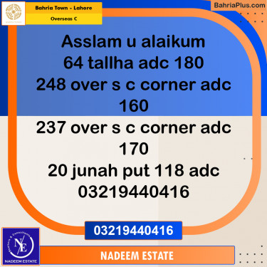 Residential Plot for Sale in Overseas C -  Bahria Town, Lahore - (BP-306678)