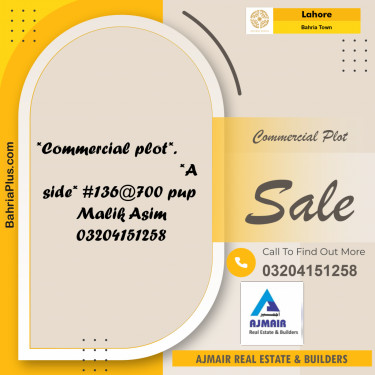 Commercial Plot for Sale in Bahria Town, Lahore - (BP-306728)