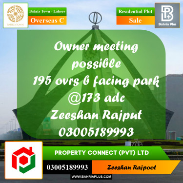 Residential Plot for Sale in Overseas C -  Bahria Town, Lahore - (BP-306752)