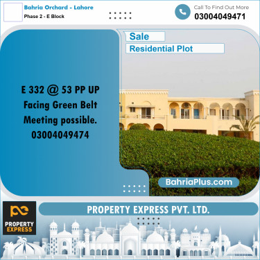5 Marla Residential Plot for Sale in Phase 2 - E Block -  Bahria Orchard, Lahore - (BP-306761)