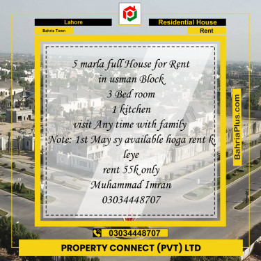 Residential House for Rent in Bahria Town, Lahore - (BP-306769)