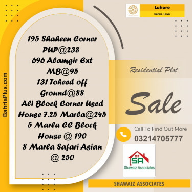 Residential Plot for Sale in Bahria Town, Lahore - (BP-306778)
