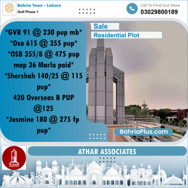 20 Marla Residential Plot for Sale in Golf Phase 1 -  Bahria Town, Lahore - (BP-306812)