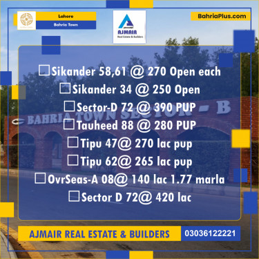 Residential Plot for Sale in Bahria Town, Lahore - (BP-306818)