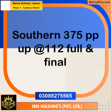 10 Marla Residential Plot for Sale in Phase 1 - Southern District -  Bahria Orchard, Lahore - (BP-306822)