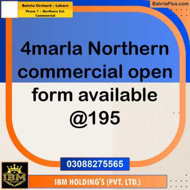 4 Marla Commercial Plot for Sale in Phase 1 - Northern Ext. Commercial -  Bahria Orchard, Lahore - (BP-306826)