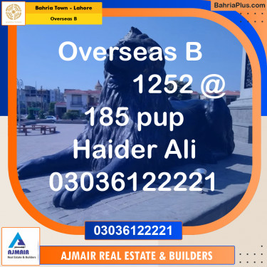 Residential Plot for Sale in Overseas B -  Bahria Town, Lahore - (BP-306857)