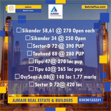 Commercial Plot for Sale in Bahria Town, Lahore - (BP-306863)