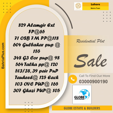 Residential Plot for Sale in Bahria Town, Lahore - (BP-306877)