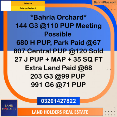 Residential Plot for Sale in Bahria Orchard, Lahore - (BP-306900)