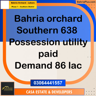 8 Marla Residential Plot for Sale in Phase 1 - Southern District -  Bahria Orchard, Lahore - (BP-306907)