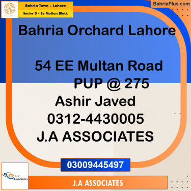 1 Kanal Residential Plot for Sale in Sector D - EE Multan Block -  Bahria Town, Lahore - (BP-306980)