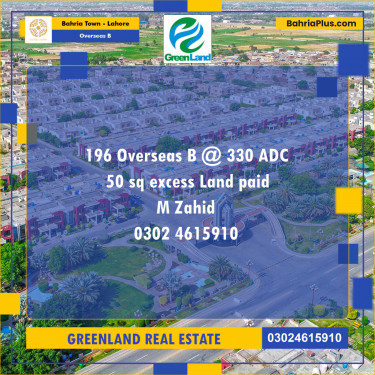 20 Marla Residential Plot for Sale in Overseas B -  Bahria Town, Lahore - (BP-307035)