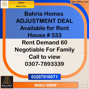 Residential House for Rent in Bahria Town, Lahore - (BP-307037)