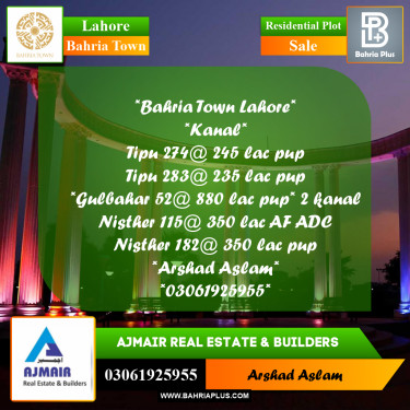 Residential Plot for Sale in Bahria Town, Lahore - (BP-307129)