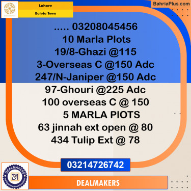 10 Marla Residential Plot for Sale in Bahria Town, Lahore - (BP-307208)