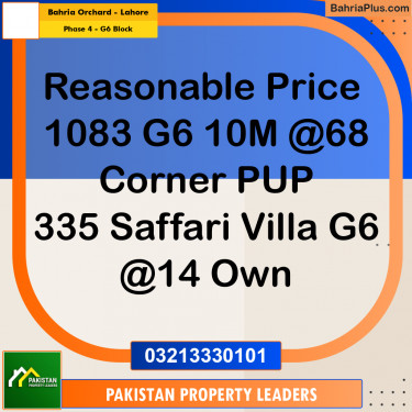 10 Marla Residential Plot for Sale in Phase 4 - G6 Block -  Bahria Orchard, Lahore - (BP-307239)