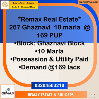10 Marla Residential Plot for Sale in Sector F - Ghaznavi Block -  Bahria Town, Lahore - (BP-307251)