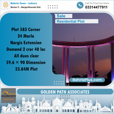 24 Marla Residential Plot for Sale in Sector C - Nargis/Hussain Ext. -  Bahria Town, Lahore - (BP-307270)