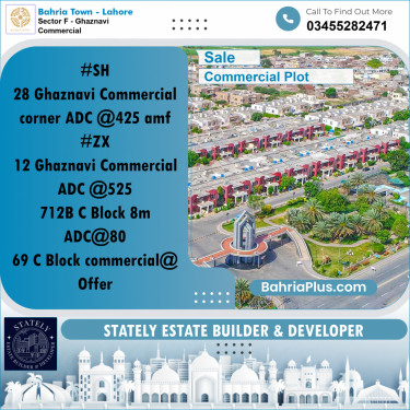 5 Marla Commercial Plot for Sale in Sector F - Ghaznavi Commercial -  Bahria Town, Lahore - (BP-307387)