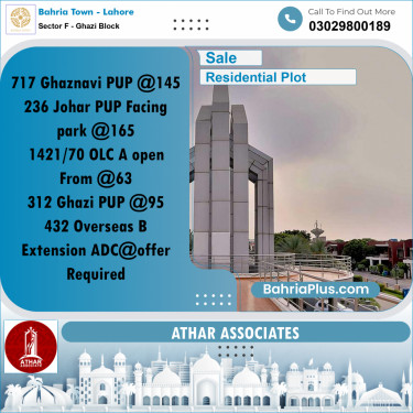 10 Marla Residential Plot for Sale in Sector F - Ghazi Block -  Bahria Town, Lahore - (BP-307420)