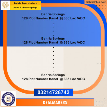 1 Kanal Residential Plot for Sale in Sector B - Bahria Springs -  Bahria Town, Lahore - (BP-307424)