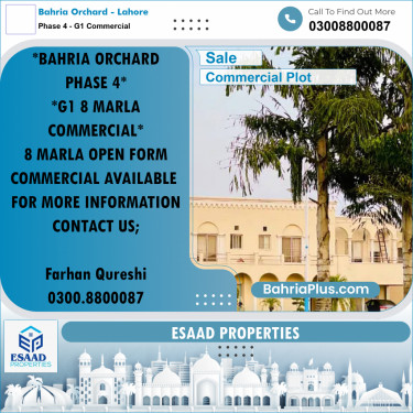 8 Marla Commercial Plot for Sale in Phase 4 - G1 Commercial -  Bahria Orchard, Lahore - (BP-307516)