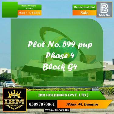 10 Marla Residential Plot for Sale in Phase 4 - G4 Block -  Bahria Orchard, Lahore - (BP-307555)